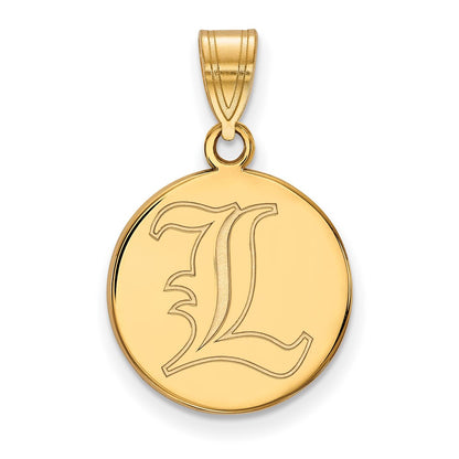 Gold Plated Sterling Silver Logoart University Of Louisville Letter L Medium Disc Pendant