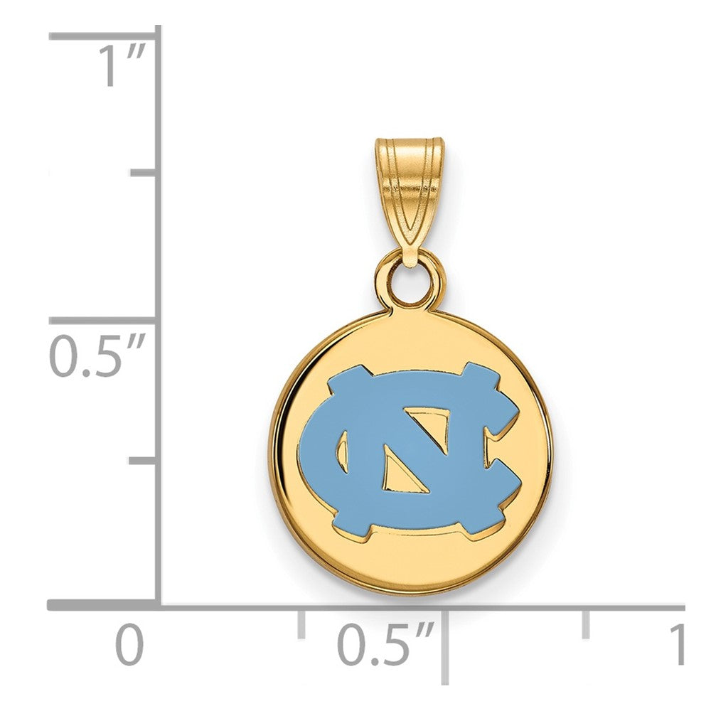 Gold Plated Sterling Silver Logoart University Of North Carolina N C Small Enameled Disc Pendant