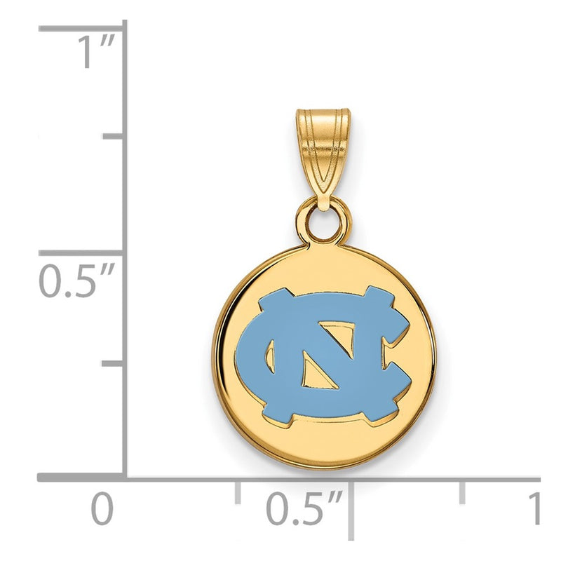 Gold Plated Sterling Silver Logoart University Of North Carolina N C Small Enameled Disc Pendant