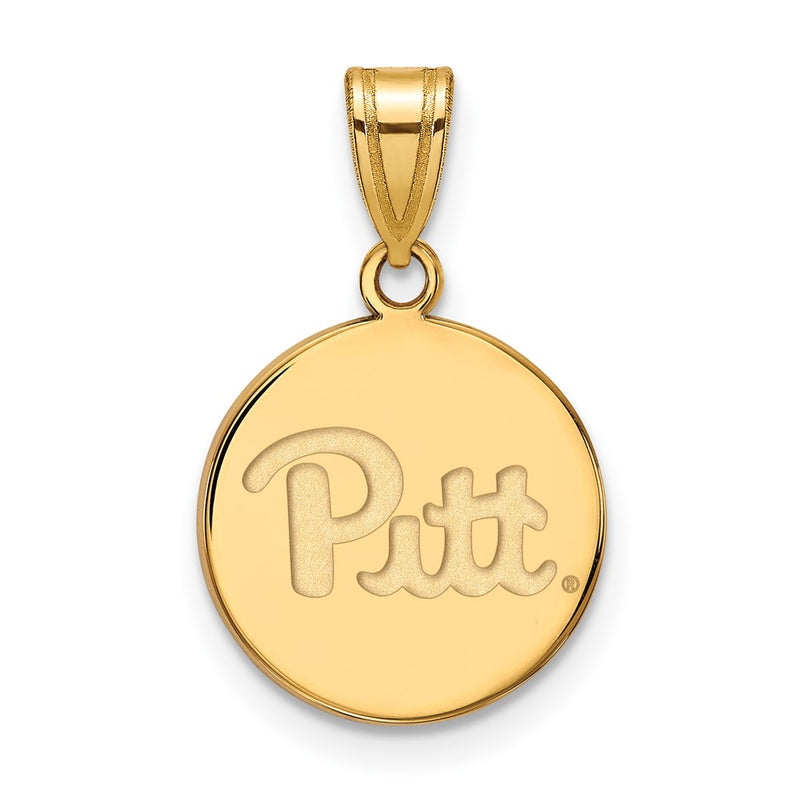 Gold Plated Sterling Silver Logoart University Of Pittsburgh Medium Disc Pendant