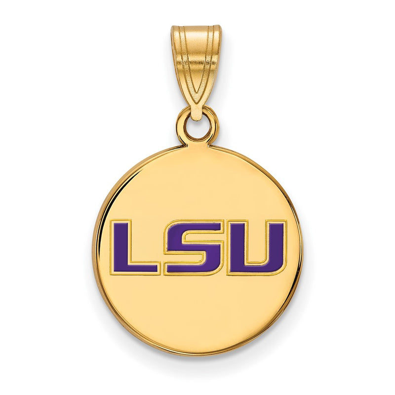 Gold Plated Sterling Silver Logoart Louisiana State University L S U Medium Enameled Disc Pendant