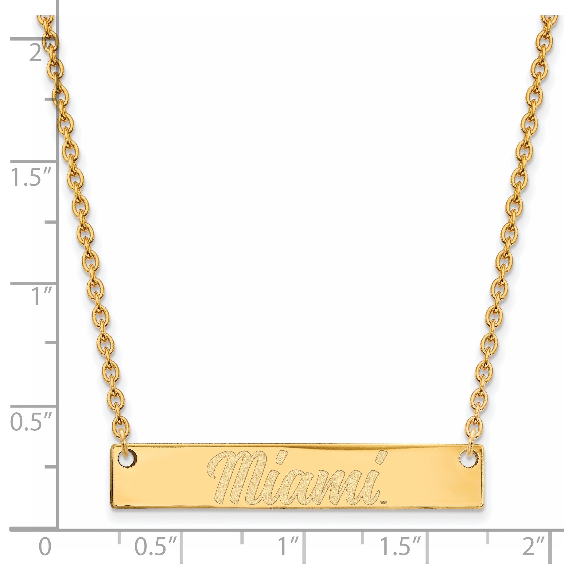10K Yellow Gold Logoart Miami University Ohio Small Bar 18 Inch Necklace