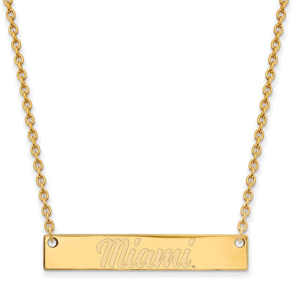 Gold Plated Sterling Silver Logoart Miami University Ohio Small Bar 18 Inch Necklace