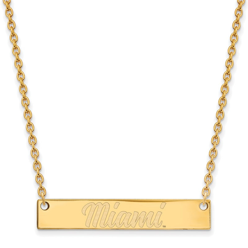 Gold Plated Sterling Silver Logoart Miami University Ohio Small Bar 18 Inch Necklace