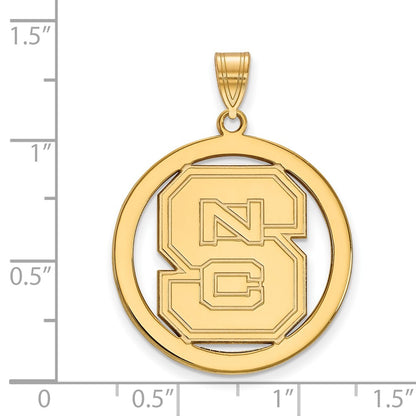 Gold Plated Sterling Silver Logoart North Carolina State University N C S Large Circle Pendant