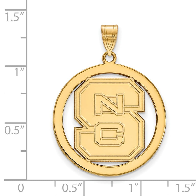 Gold Plated Sterling Silver Logoart North Carolina State University N C S Large Circle Pendant