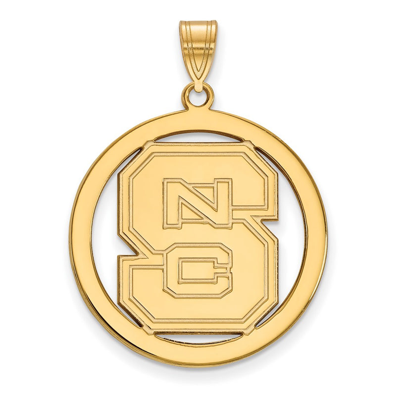 Gold Plated Sterling Silver Logoart North Carolina State University N C S Large Circle Pendant