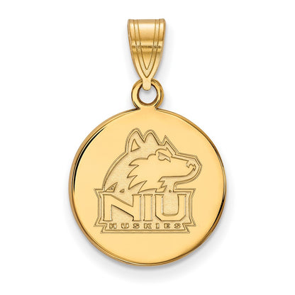 14K Yellow Gold Logoart Northern Illinois University N I U Huskies Medium Disc Pendant