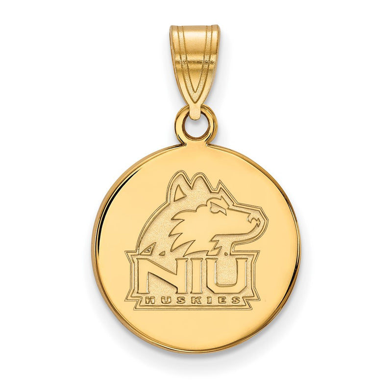 14K Yellow Gold Logoart Northern Illinois University N I U Huskies Medium Disc Pendant