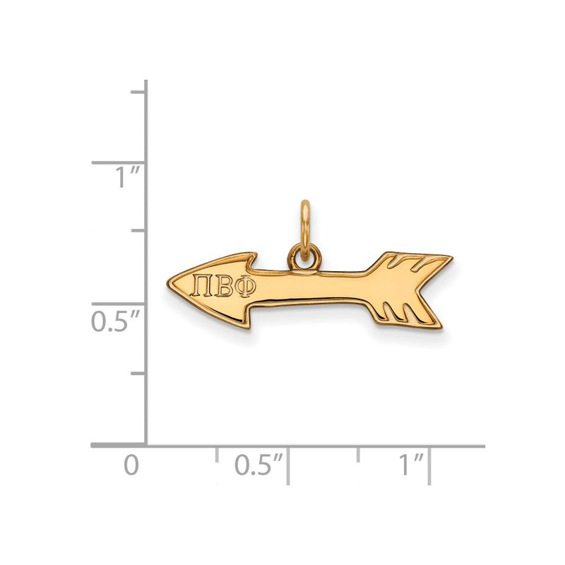 Gold Plated Sterling Silver Logoart Pi Beta Phi Sorority Symbol Extra Small Pendant