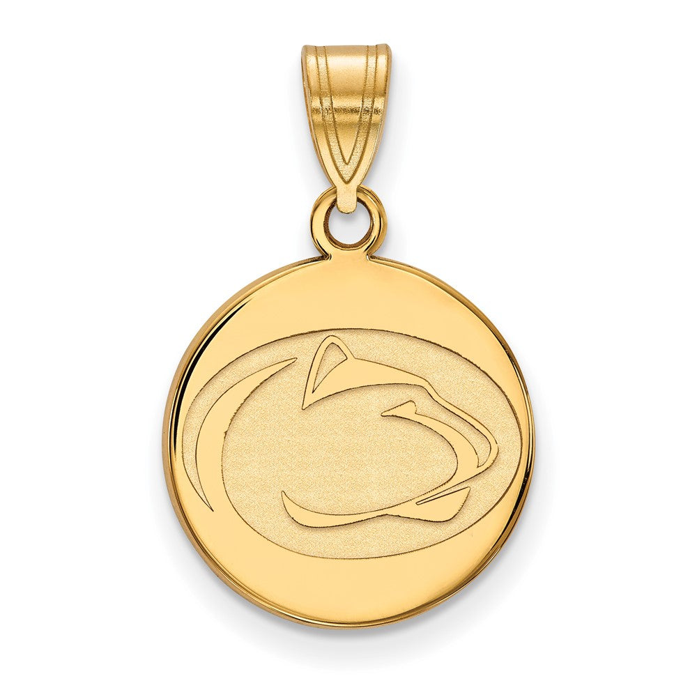 Gold Plated Sterling Silver Logoart Penn State University Lion Medium Disc Pendant