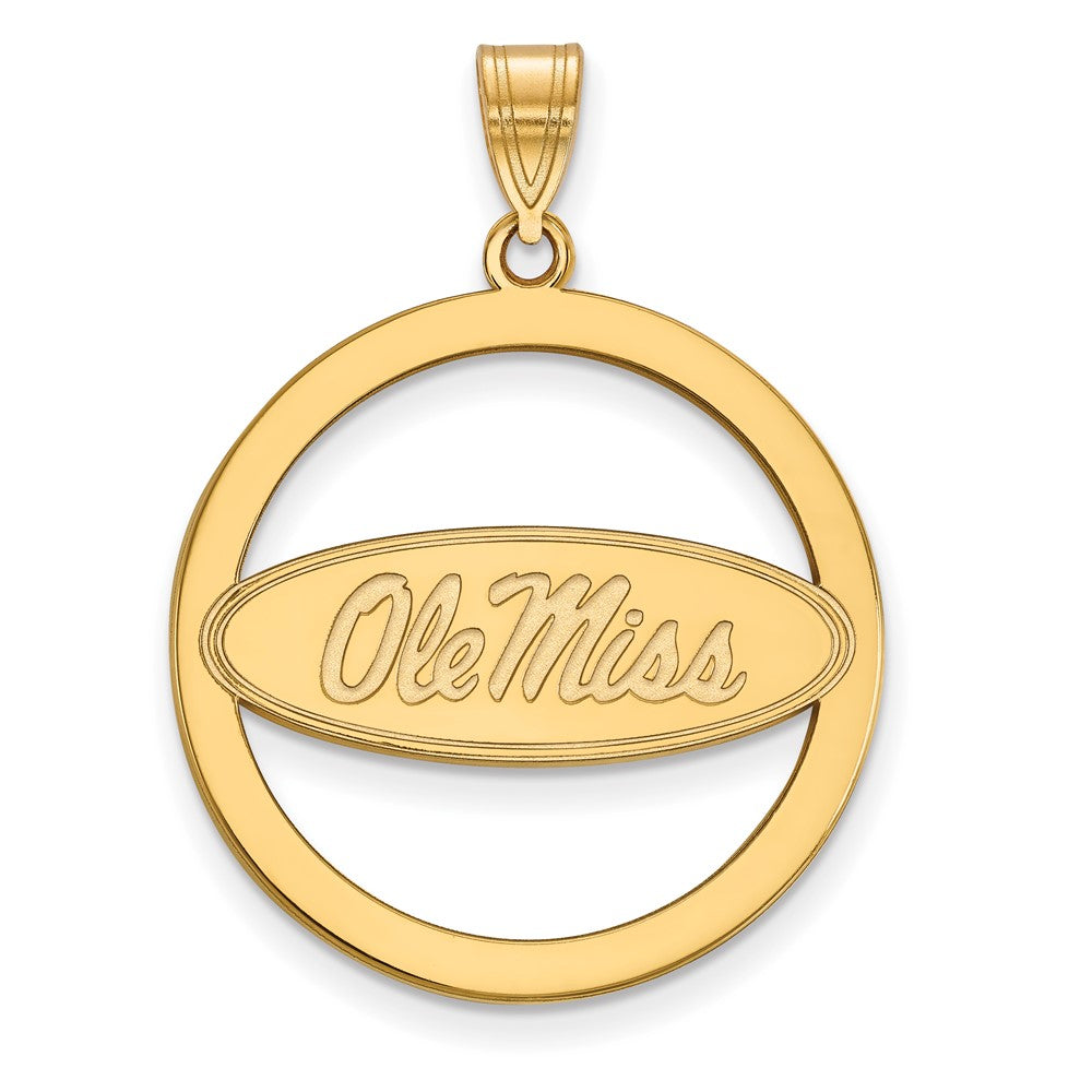 Gold Plated Sterling Silver Logoart University Of Mississippi Ole Miss Extra Large Circle Pendant