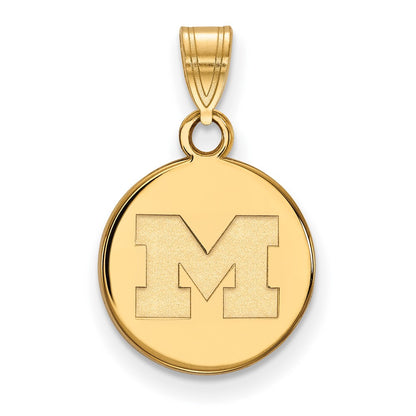 10K Yellow Gold Logoart University Of Michigan Letter M Small Disc Pendant