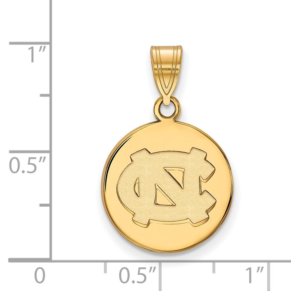 Gold Plated Sterling Silver Logoart University Of North Carolina N C Medium Disc Pendant