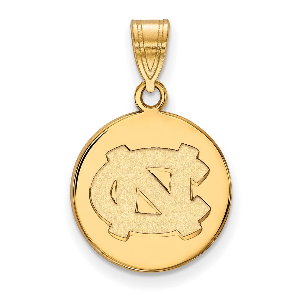 Gold Plated Sterling Silver Logoart University Of North Carolina N C Medium Disc Pendant