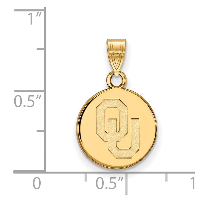 Gold Plated Sterling Silver Logoart University Of Oklahoma O U Small Disc Pendant