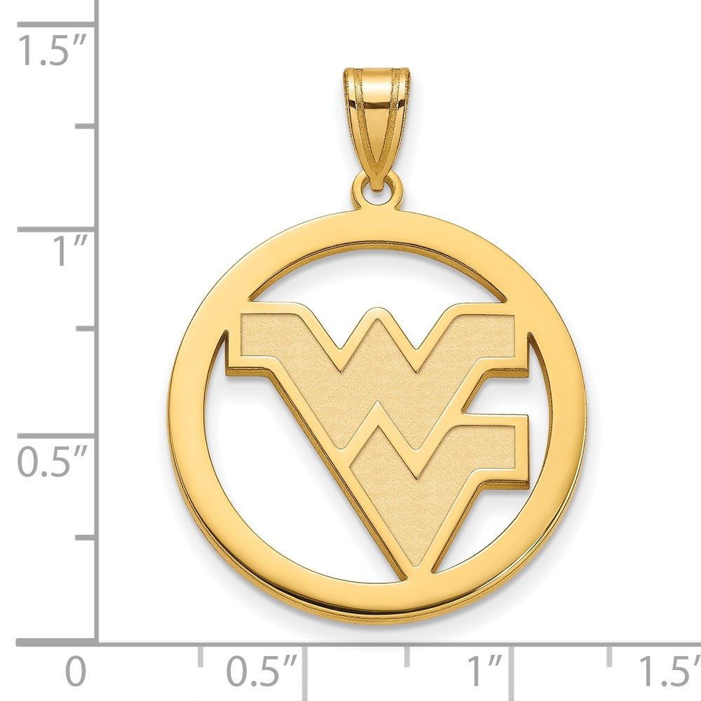 Gold Plated Sterling Silver Logoart West Virginia University W V Extra Large Circle Pendant