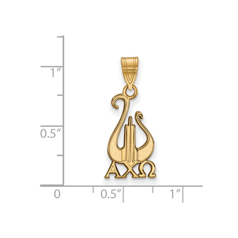 Gold Plated Sterling Silver Logoart Alpha Chi Omega Sorority Symbol Medium Pendant