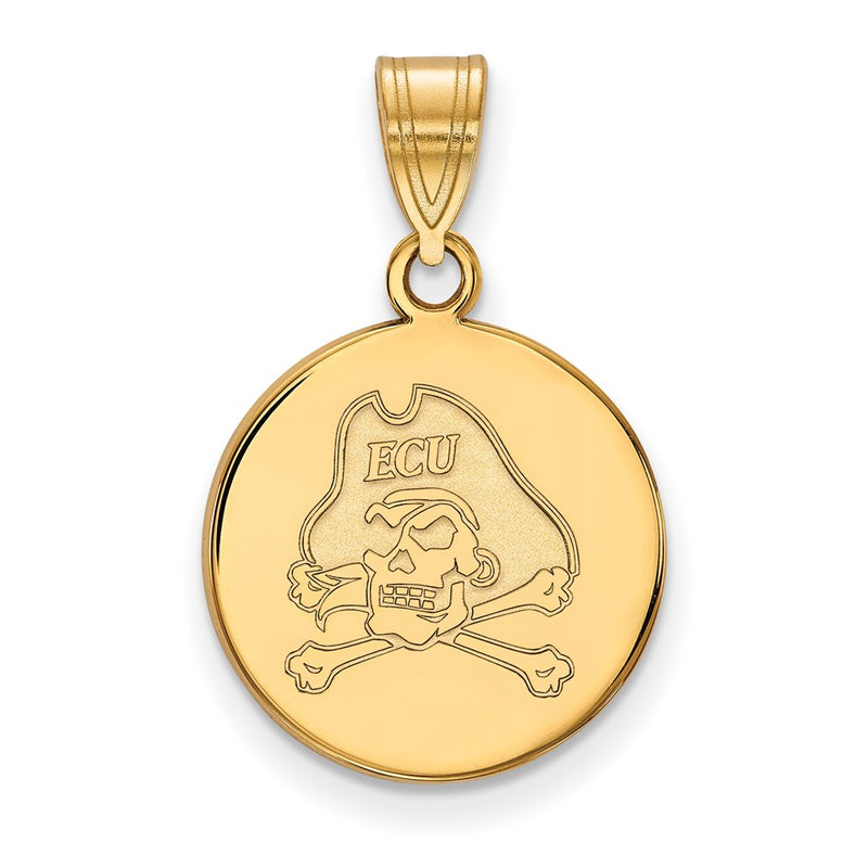 Gold Plated Sterling Silver Logoart East Carolina University Pirate Medium Disc Pendant