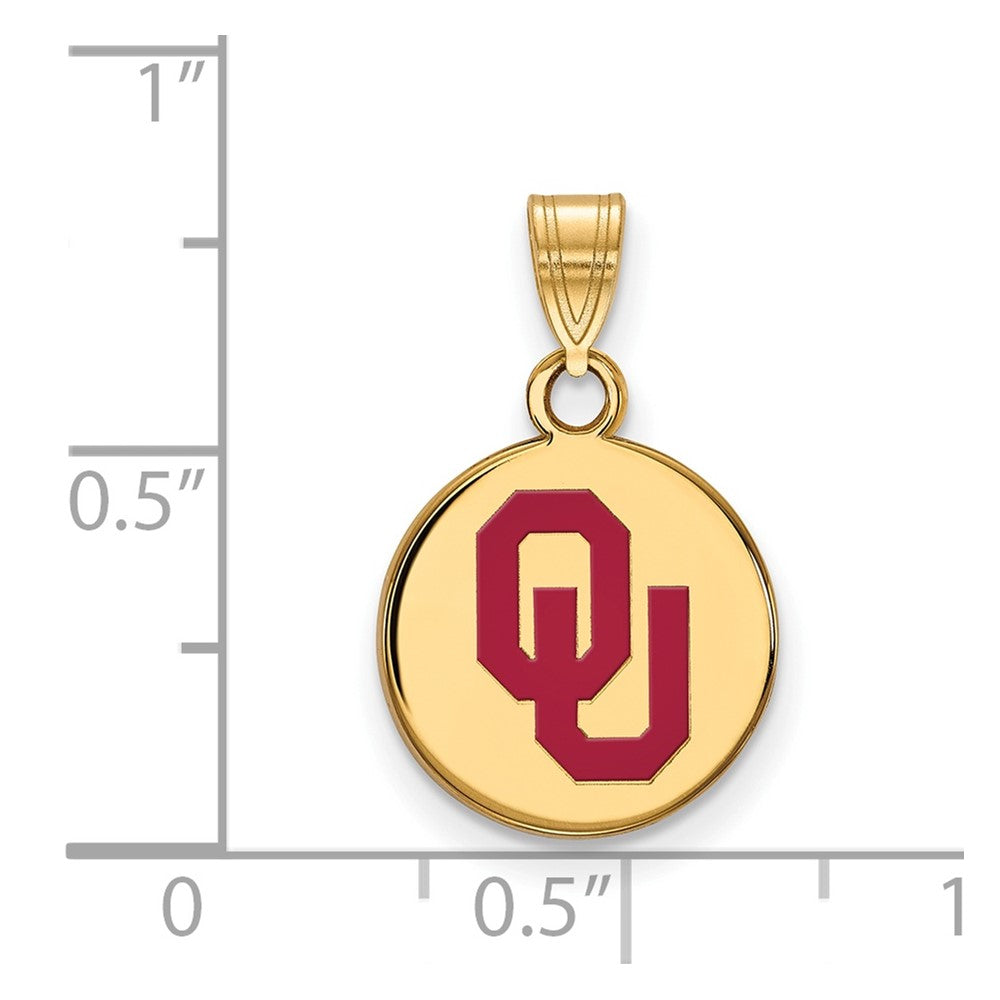 Gold Plated Sterling Silver Logoart University Of Oklahoma O U Small Enameled Disc Pendant