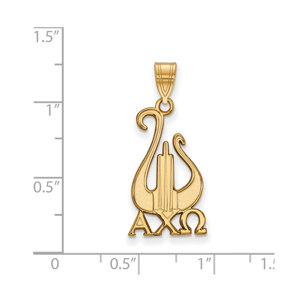 Gold Plated Sterling Silver Logoart Alpha Chi Omega Sorority Symbol Large Pendant
