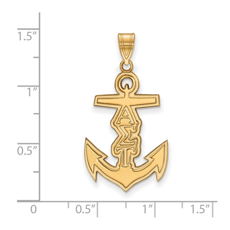 Gold Plated Sterling Silver Logoart Alpha Sigma Tau Sorority Symbol Medium Pendant