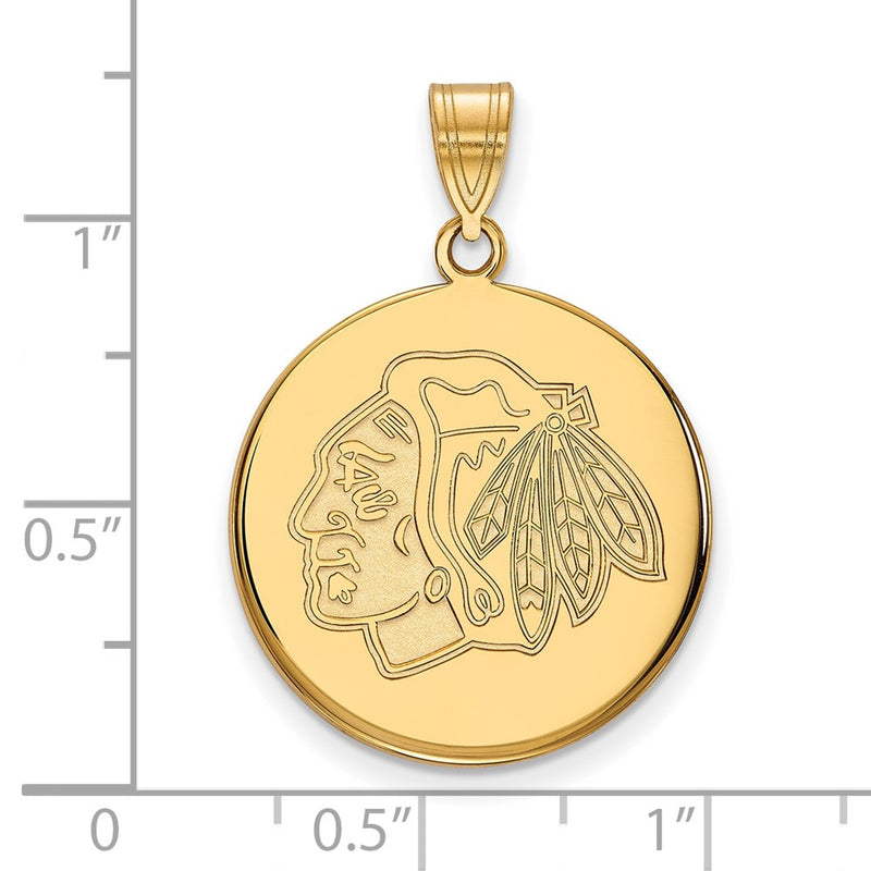 10K Yellow Gold Nhl Logoart Chicago Blackhawks Large Disc Pendant