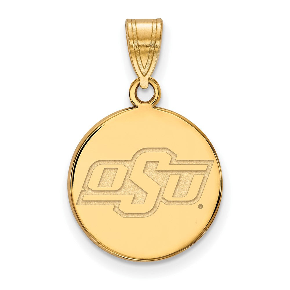 Gold Plated Sterling Silver Logoart Oklahoma State University O S U Small Disc Pendant