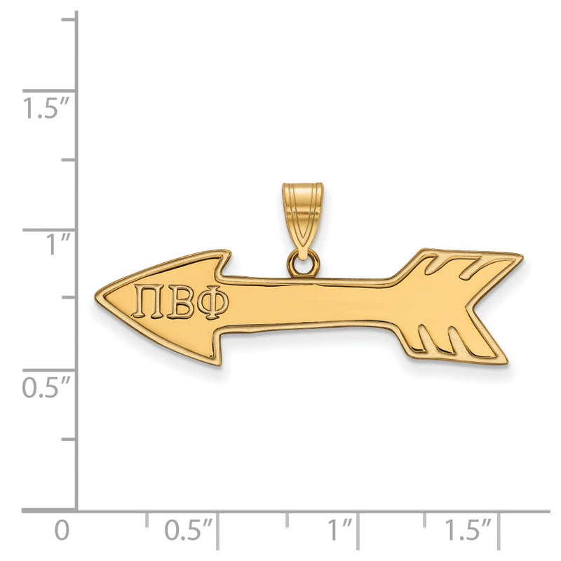 Gold Plated Sterling Silver Logoart Pi Beta Phi Sorority Symbol Medium Pendant
