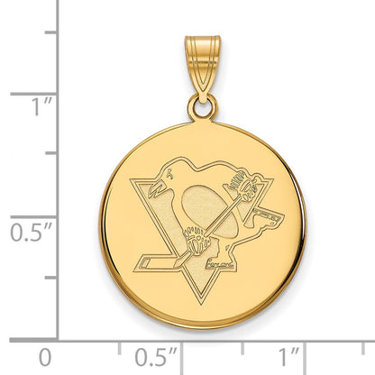 Gold Plated Sterling Silver Nhl Logoart Pittsburgh Penguins Large Disc Pendant