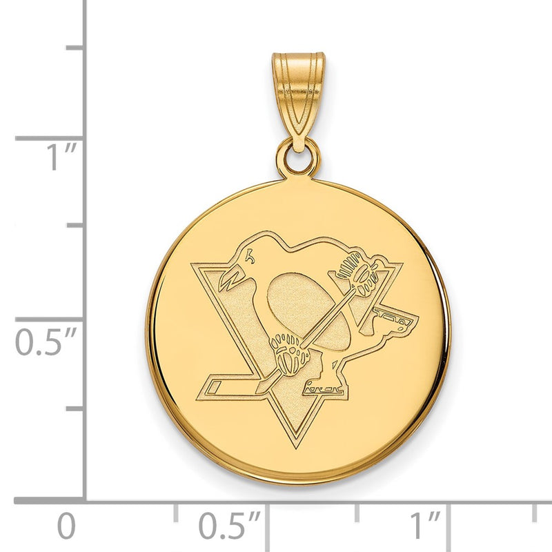 Gold Plated Sterling Silver Nhl Logoart Pittsburgh Penguins Large Disc Pendant