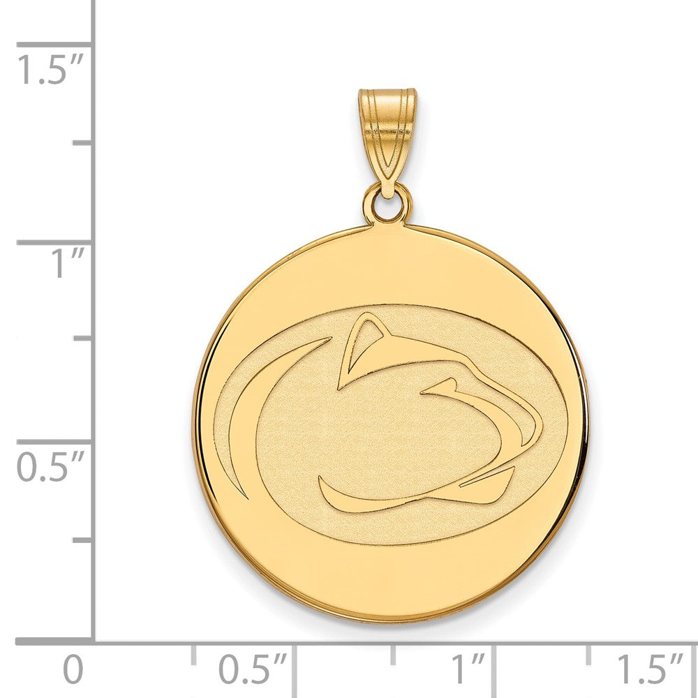 Gold Plated Sterling Silver Logoart Penn State University Lion Extra Large Disc Pendant