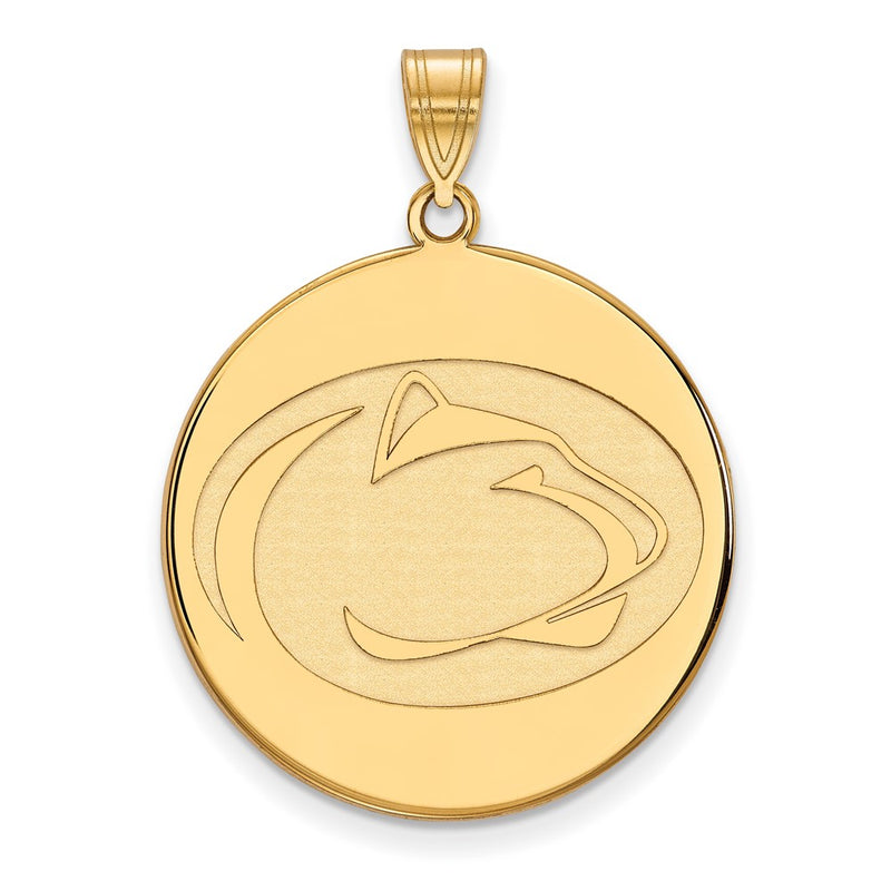 Gold Plated Sterling Silver Logoart Penn State University Lion Extra Large Disc Pendant