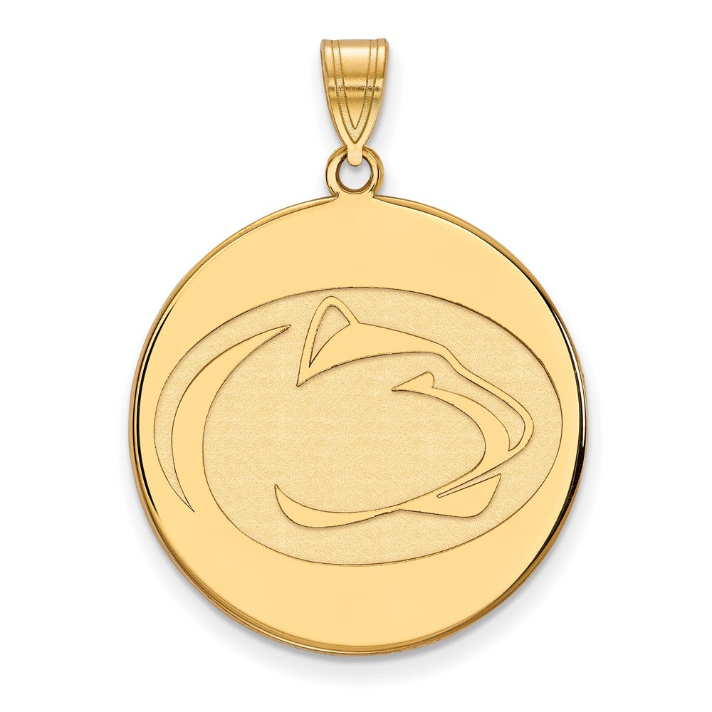14K Yellow Gold Logoart Penn State University Lion Extra Large Disc Pendant