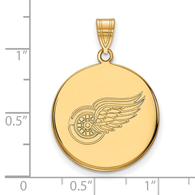 10K Yellow Gold Nhl Logoart Detroit Red Wings Large Disc Pendant