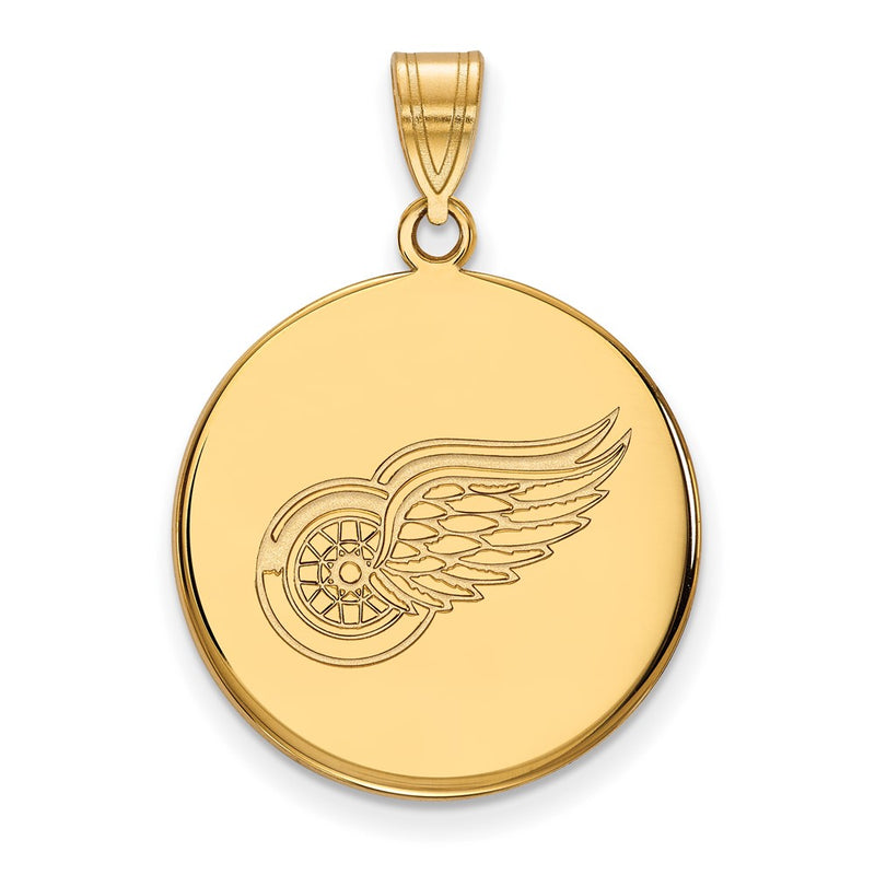 10K Yellow Gold Nhl Logoart Detroit Red Wings Large Disc Pendant