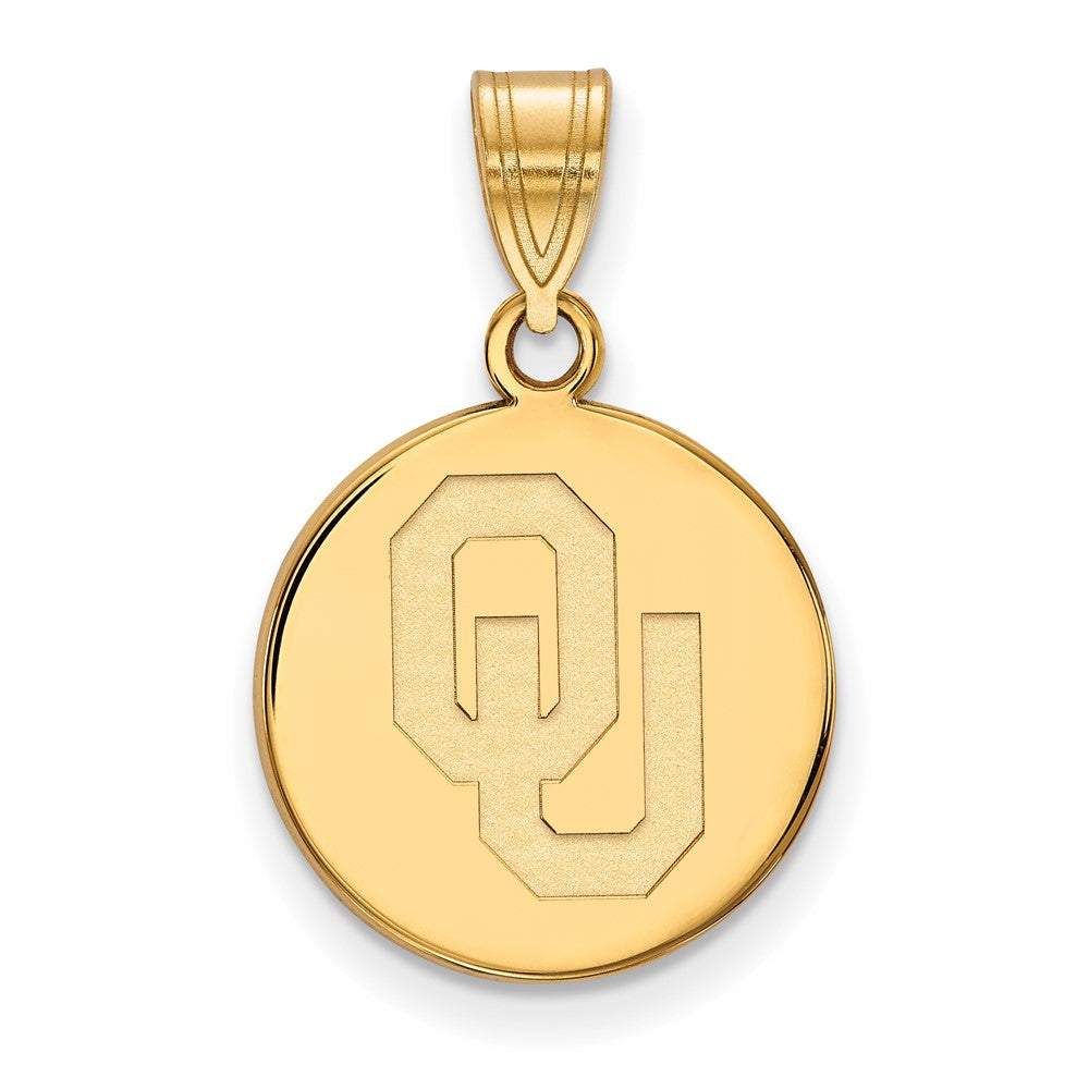 Gold Plated Sterling Silver Logoart University Of Oklahoma O U Medium Disc Pendant