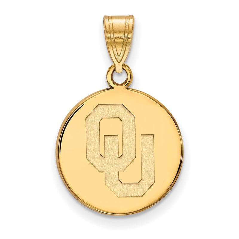 Gold Plated Sterling Silver Logoart University Of Oklahoma O U Medium Disc Pendant