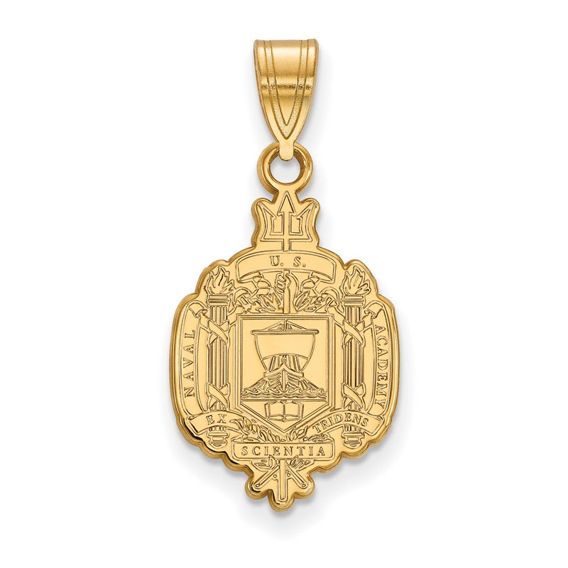 Gold Plated Sterling Silver Logoart Us Naval Academy Large Crest Pendant