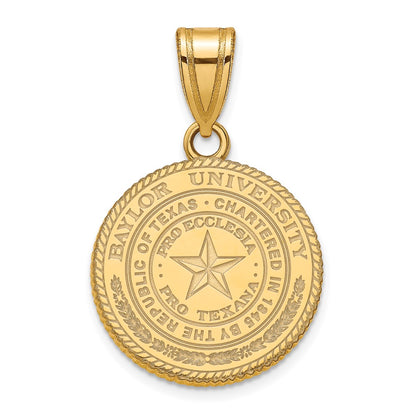 Gold Plated Sterling Silver Logoart Baylor University Medium Crest Pendant