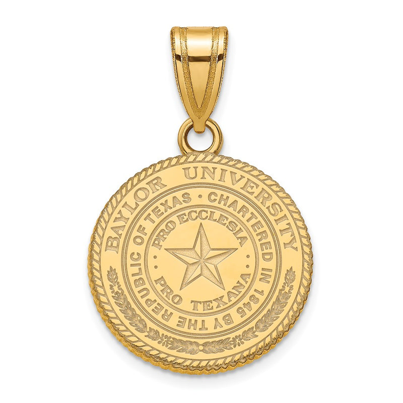 Gold Plated Sterling Silver Logoart Baylor University Medium Crest Pendant
