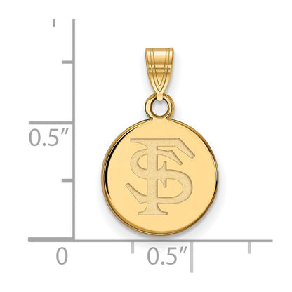 Gold Plated Sterling Silver Logoart Florida State University F S Small Disc Pendant