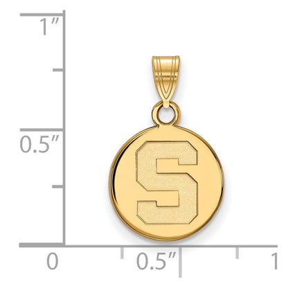 14K Yellow Gold Logoart Michigan State University Letter S Small Disc Pendant
