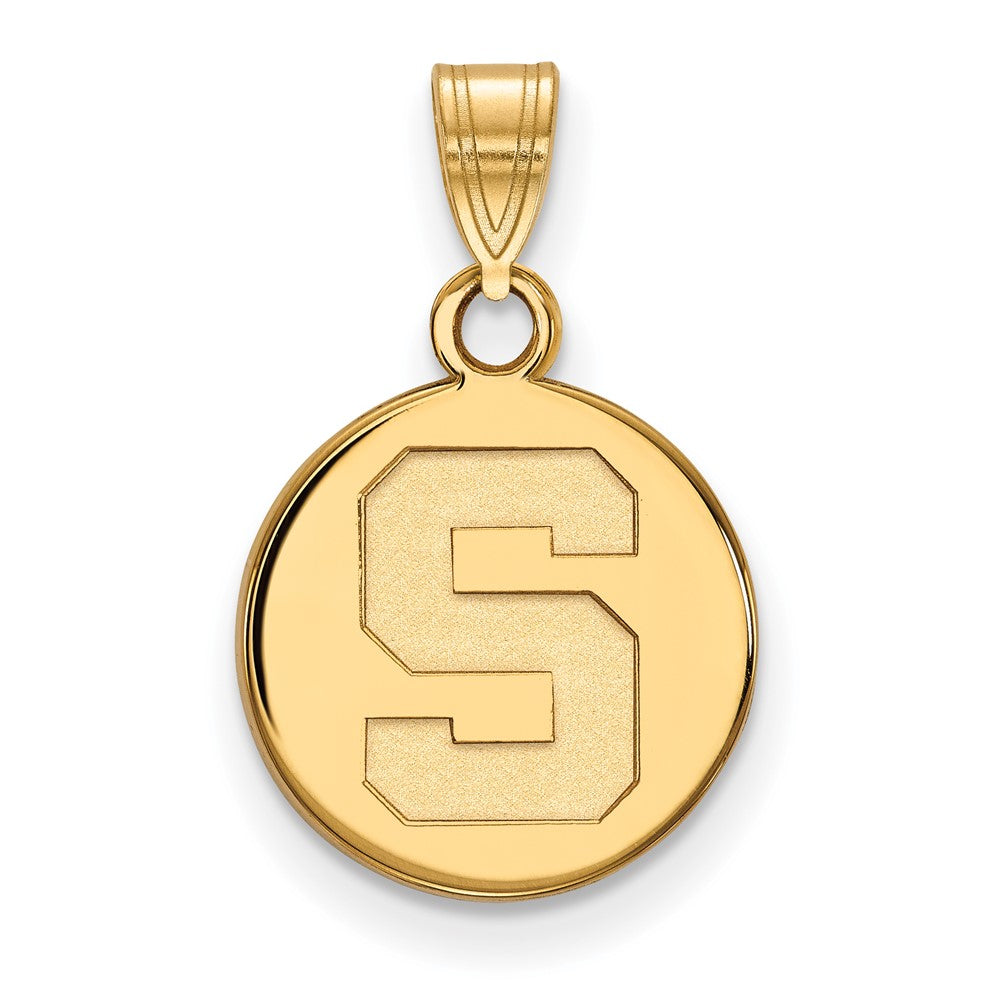 14K Yellow Gold Logoart Michigan State University Letter S Small Disc Pendant
