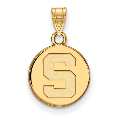 14K Yellow Gold Logoart Michigan State University Letter S Small Disc Pendant