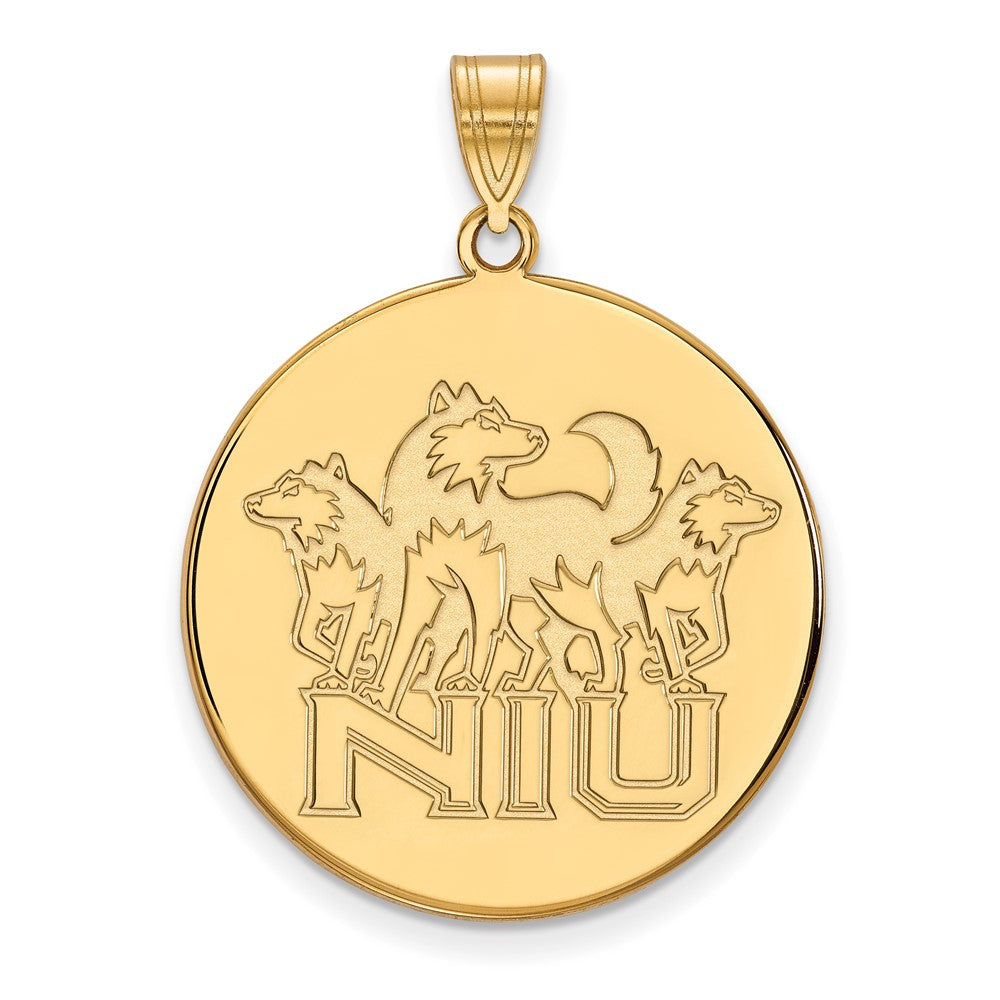 10K Yellow Gold Logoart Northern Illinois University N I U With Huskies Extra Large Disc Pendant