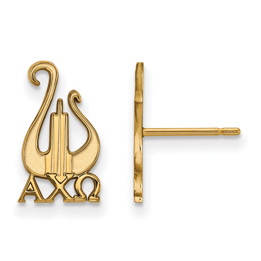 Gold Plated Sterling Silver Logoart Alpha Chi Omega Sorority Symbol Small Post Earrings
