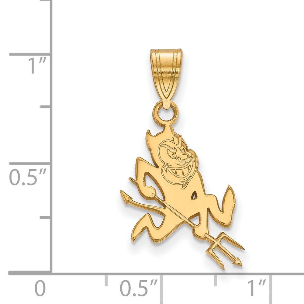 Gold Plated Sterling Silver Logoart Arizona State University Sun Devil Medium Pendant
