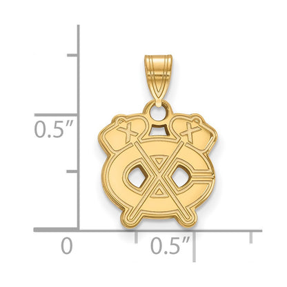 14K Yellow Gold Nhl Logoart Chicago Blackhawks Letter C And Tomahawk Small Pendant