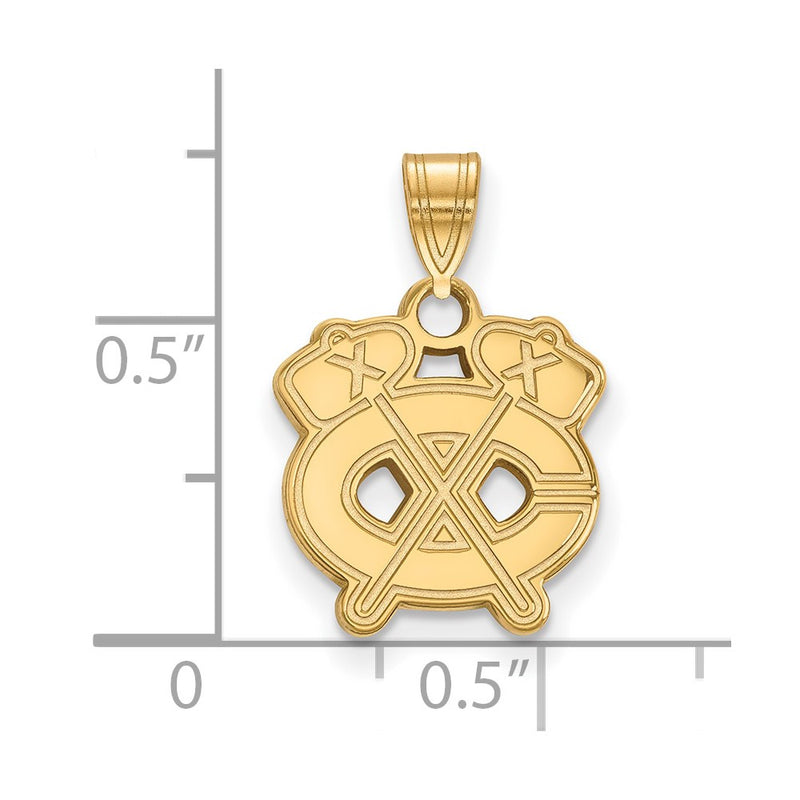 10K Yellow Gold Nhl Logoart Chicago Blackhawks Letter C And Tomahawk Small Pendant